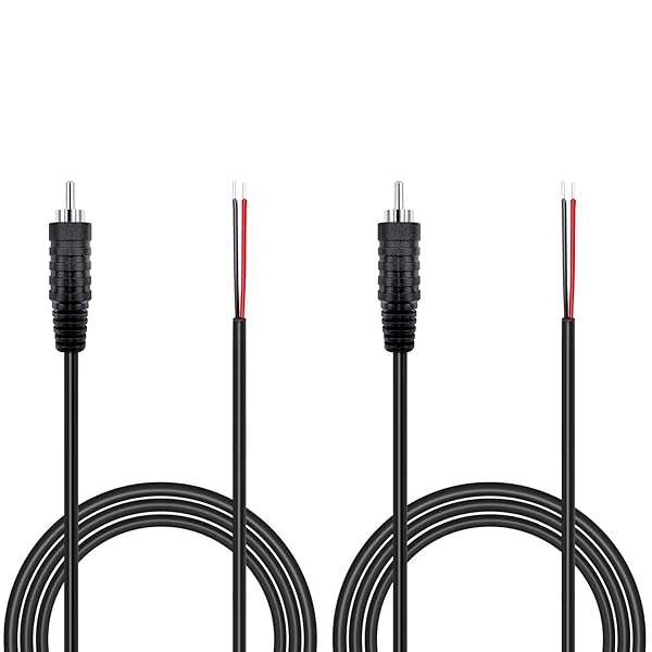 Pixelman Pixelman 18AWG 1.7ft RCA to Bare Wire Speaker Cable - 2 Pack for TV, Amplifier & Stereo Audio