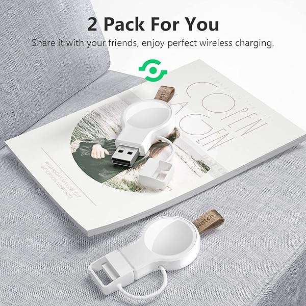 NEWDERY Apple Watch Wireless Charger 2 Pack - Portable Magnetic iWatch Charger for Ultra 9/8/7/6/5/4/3/2/1/SE - Travel Cordless Charging - View 4 of 10