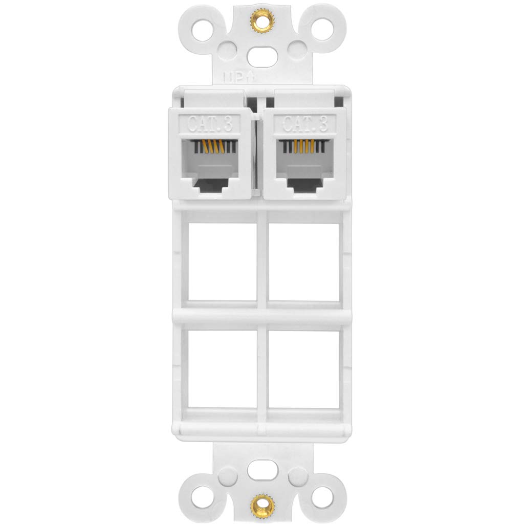 NECABLES 5 Pack CAT3 Telephone Keystone Jack Coupler RJ11 6P4C Female to Female White for Reliable Phone Connections - View 4 of 5