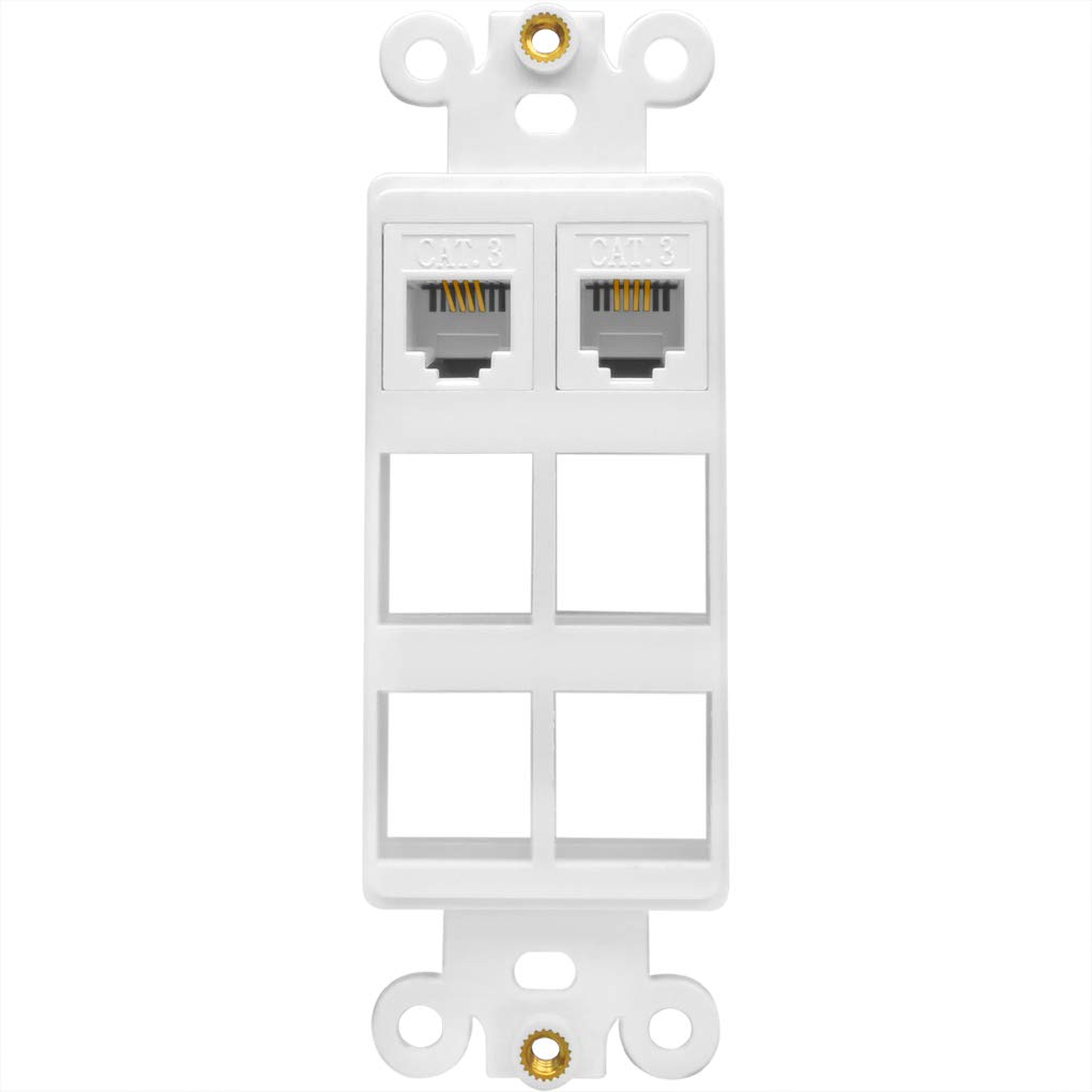 NECABLES 5 Pack CAT3 Telephone Keystone Jack Coupler RJ11 6P4C Female to Female White for Reliable Phone Connections - View 5 of 5