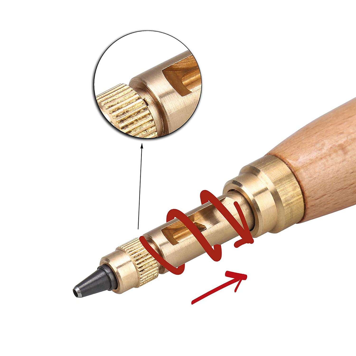 Supkeyer Adjustable Screw Hole Punch Auto Leather Tool for Bookbinding and Crafting with 6 Tip Sizes for Precision Punching - View 4 of 6