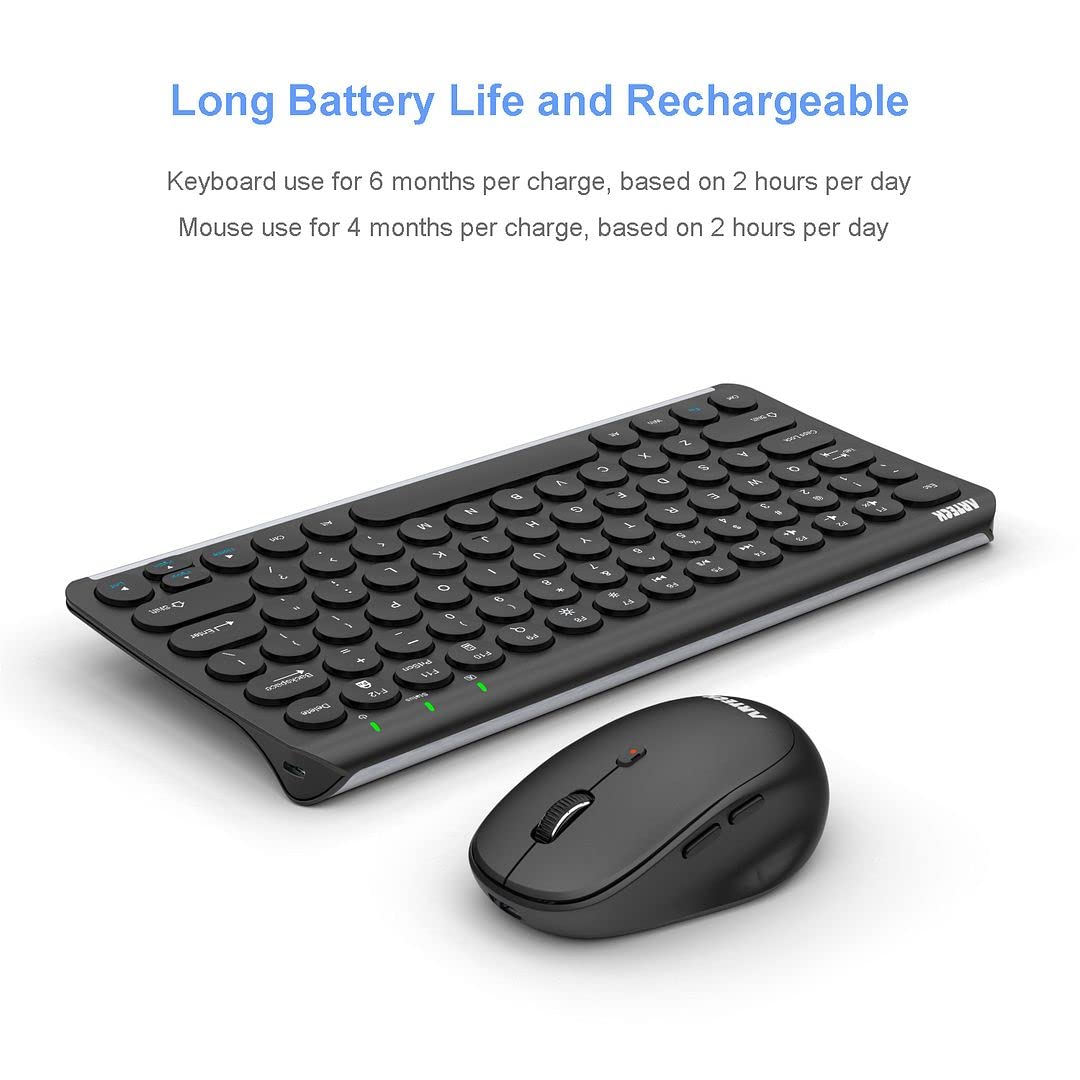 Arteck 2.4G Wireless Keyboard and Mouse Combo Ultra Compact Slim Full Size Ergonomic for PC Laptop Windows 10 8 7 Rechargeable Battery - View 5 of 7