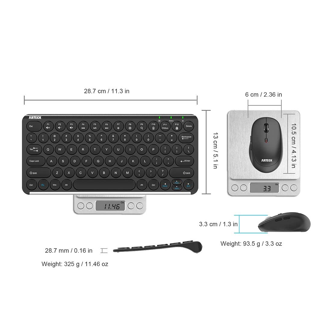 Arteck 2.4G Wireless Keyboard and Mouse Combo Ultra Compact Slim Full Size Ergonomic for PC Laptop Windows 10 8 7 Rechargeable Battery - View 6 of 7