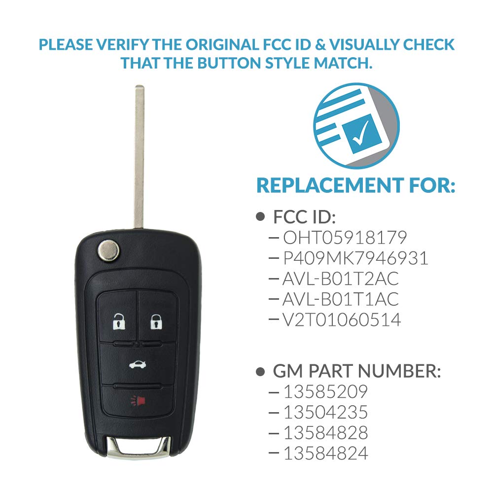 Keyless2Go Keyless2Go Replacement 4 Button Proximity Smart Key for Chevrolet Buick GMC Remotes OHT05918179 - View 4 of 6