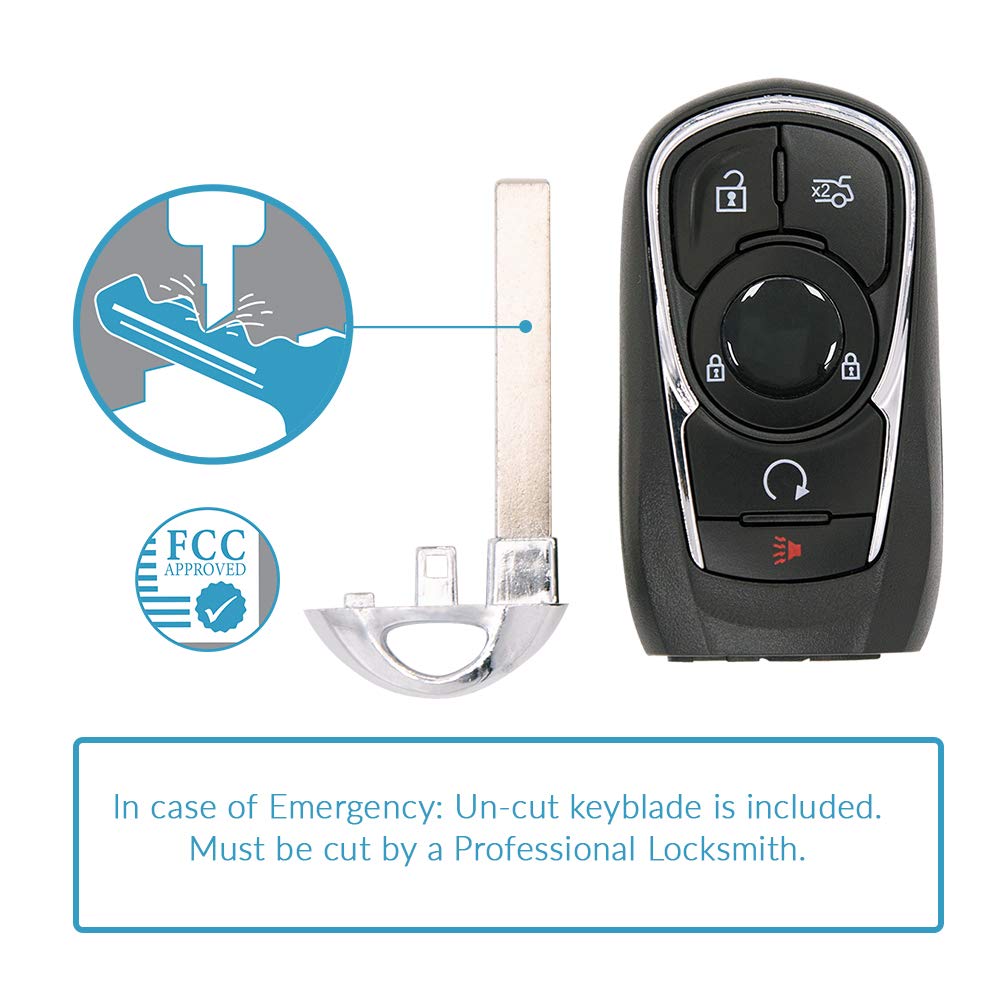 Keyless2Go Replacement 5 Button Proximity Smart Key for Buick Lacrosse HYQ4EA 13508414 - View 3 of 6