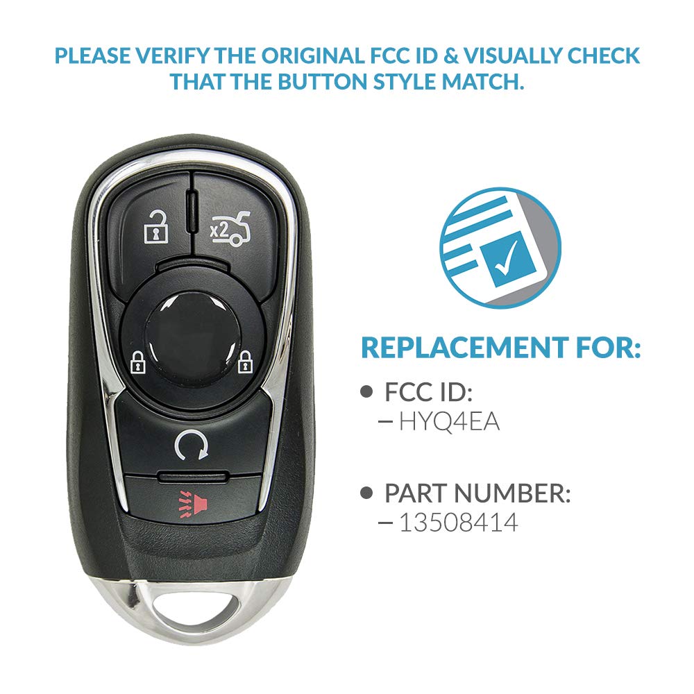 Keyless2Go Replacement 5 Button Proximity Smart Key for Buick Lacrosse HYQ4EA 13508414 - View 4 of 6