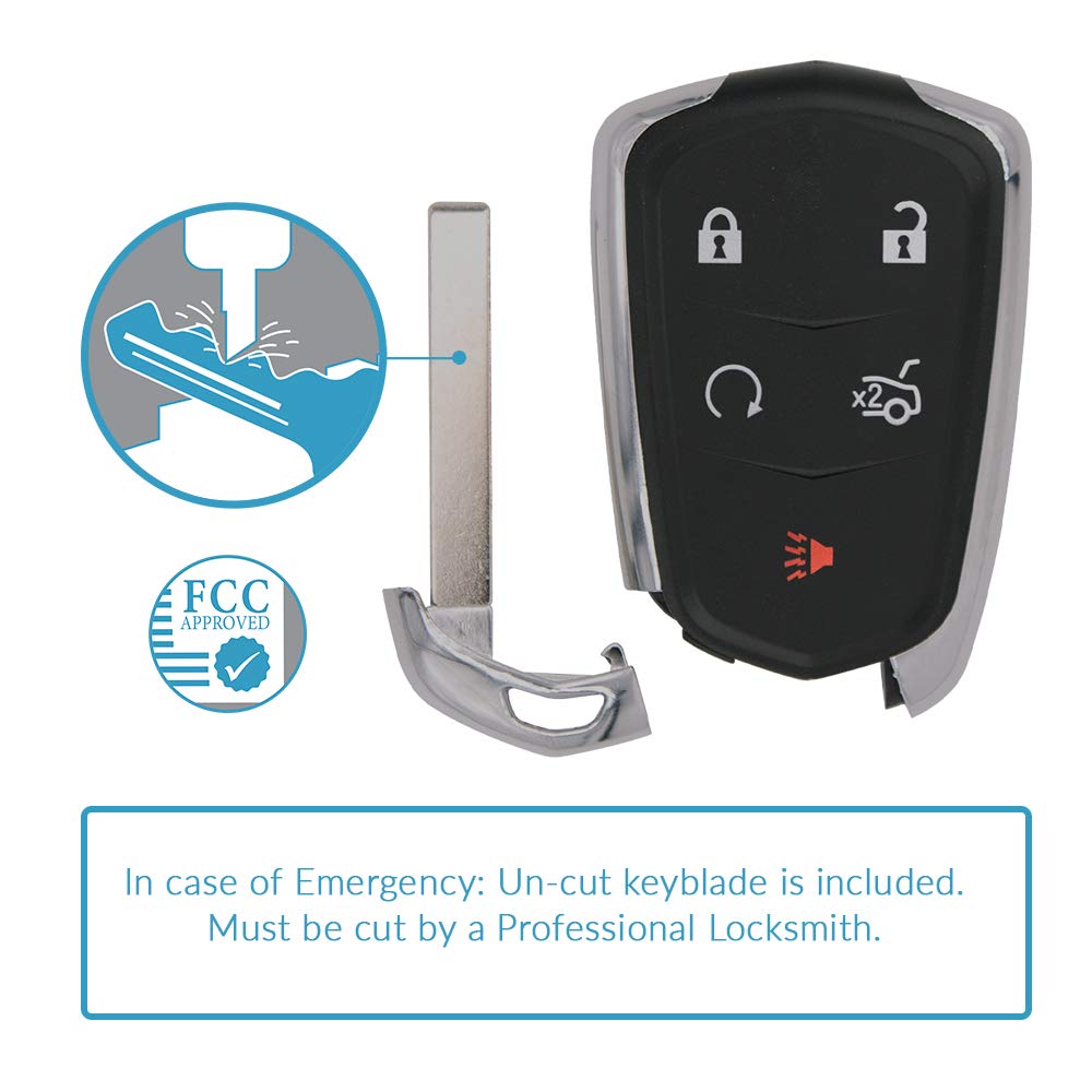 Keyless2Go Replacement 5 Button Proximity Smart Key for Cadillac CT6 HYQ2EB 13598538 - View 3 of 6