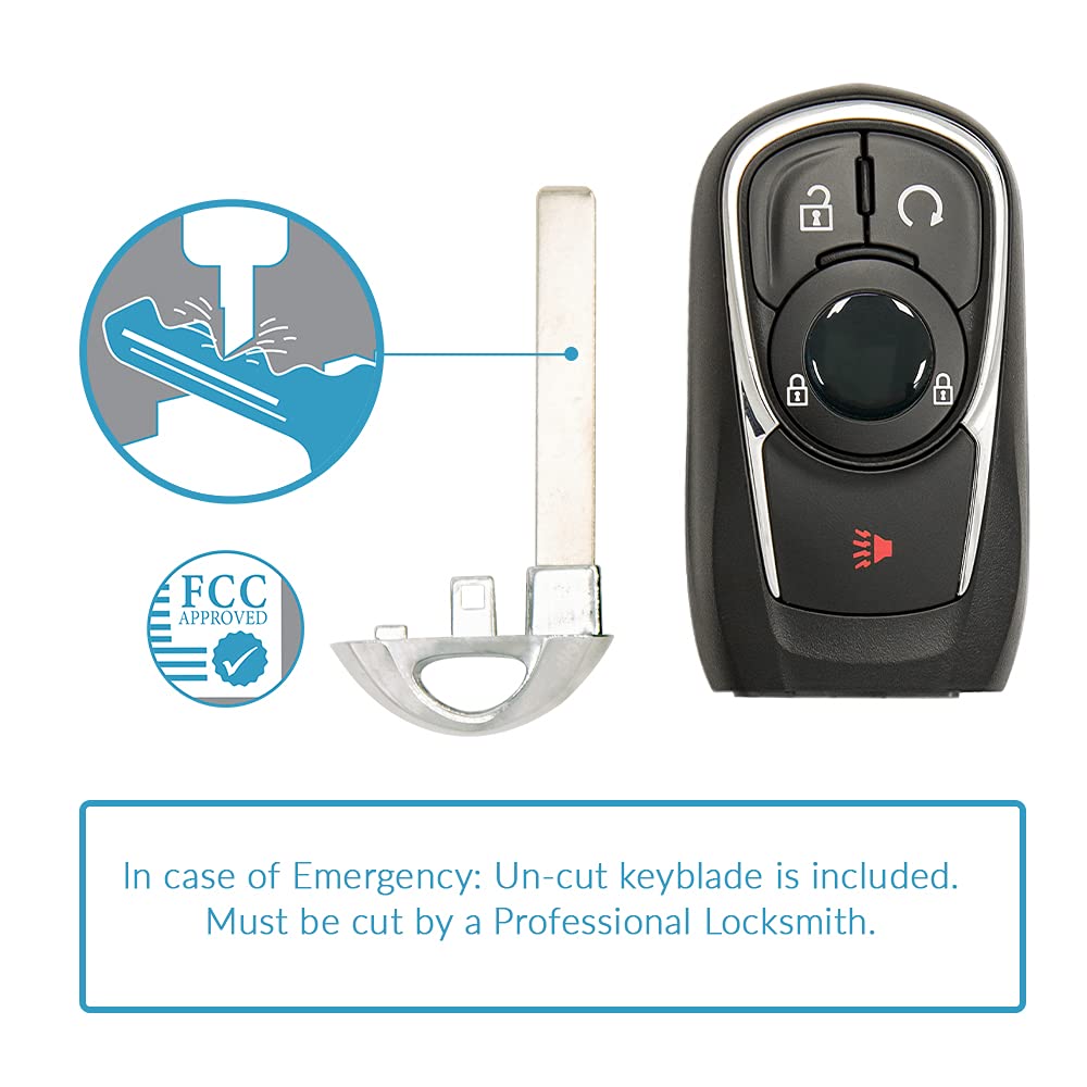 Keyless2Go Replacement 4 Button Proximity Smart Key for Buick Encore HYQ4AA 13506665 - View 3 of 6