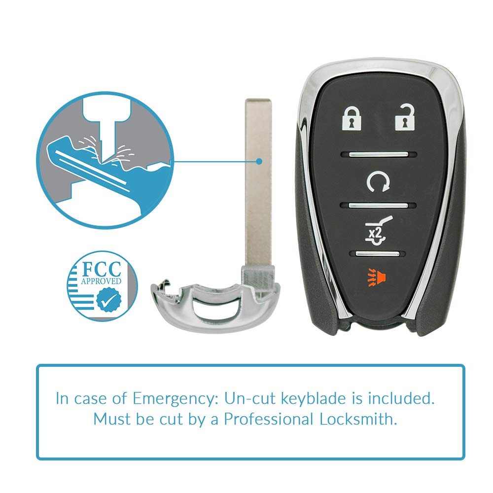 Keyless2Go Replacement 5 Button Proximity Smart Key for Chevrolet Equinox HYQ4AA 13584498 - View 3 of 6