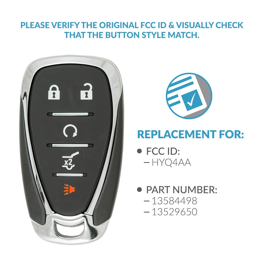 Keyless2Go Replacement 5 Button Proximity Smart Key for Chevrolet Equinox HYQ4AA 13584498 - View 4 of 6