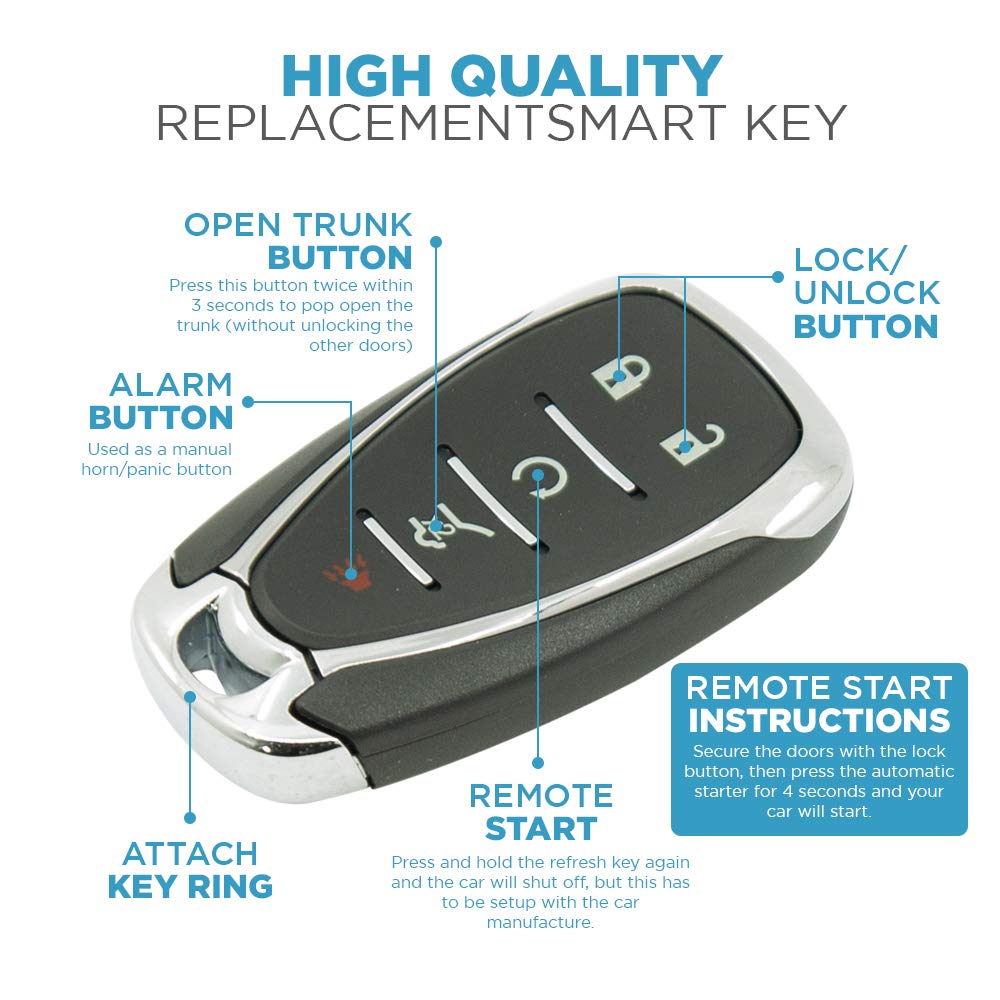 Keyless2Go Replacement 5 Button Proximity Smart Key for Chevrolet Equinox HYQ4AA 13584498 - View 5 of 6