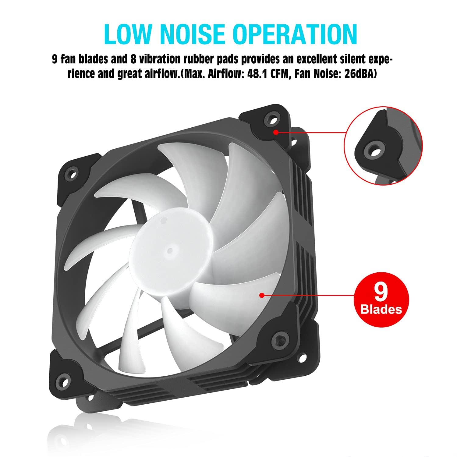 Vetroo 3-Pack 120mm RGB PWM Computer Case Fans High Performance with Controller Hub Black - View 3 of 9