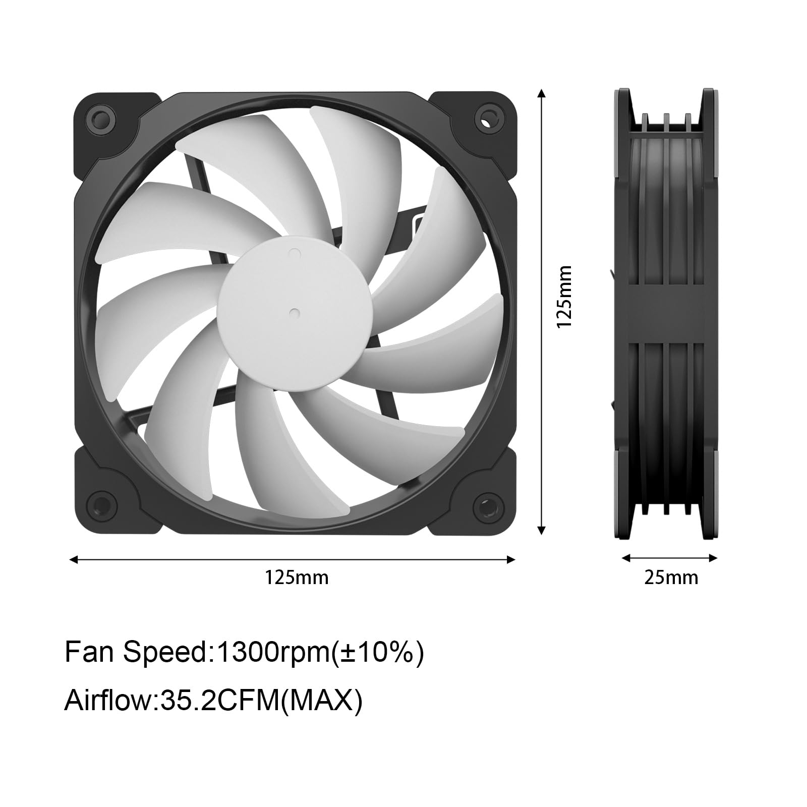 Vetroo 120mm Black High Airflow PC Case Fan with 5V 3-Pin ARGB and 4-Pin PWM for Optimal CPU Cooling - View 2 of 9