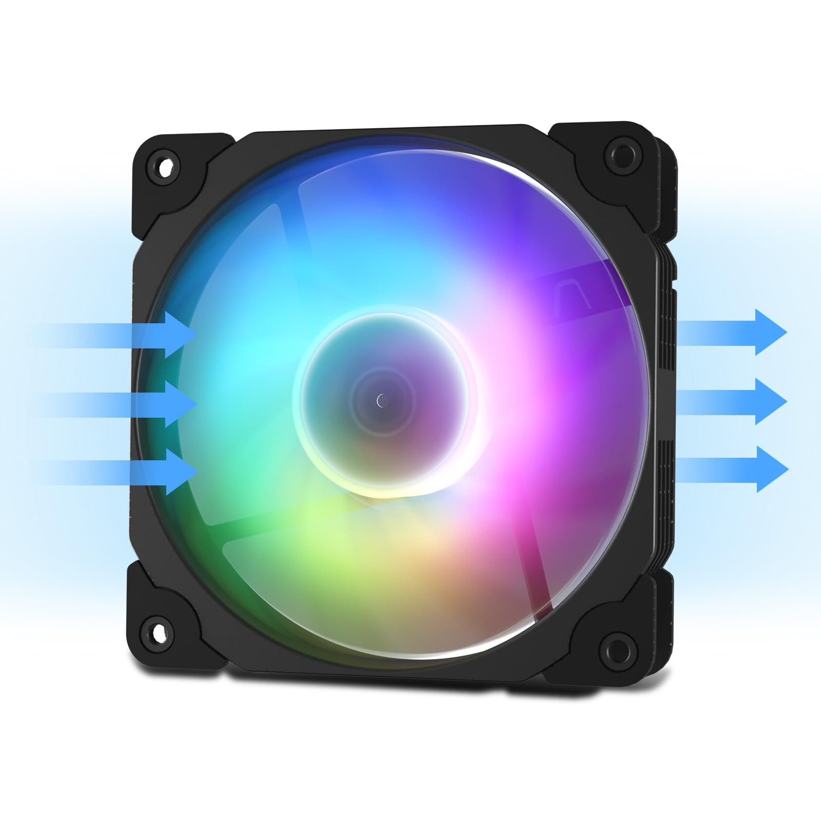 Vetroo 120mm Black High Airflow PC Case Fan with 5V 3-Pin ARGB and 4-Pin PWM for Optimal CPU Cooling - View 4 of 9