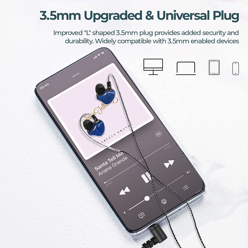 DCMEKA DCMEKA HiFi Stereo IEM Earphones - Dynamic Dual Driver Wired Earbuds for Musicians & Audiophiles (Blue, No Mic) - View 6 of 7