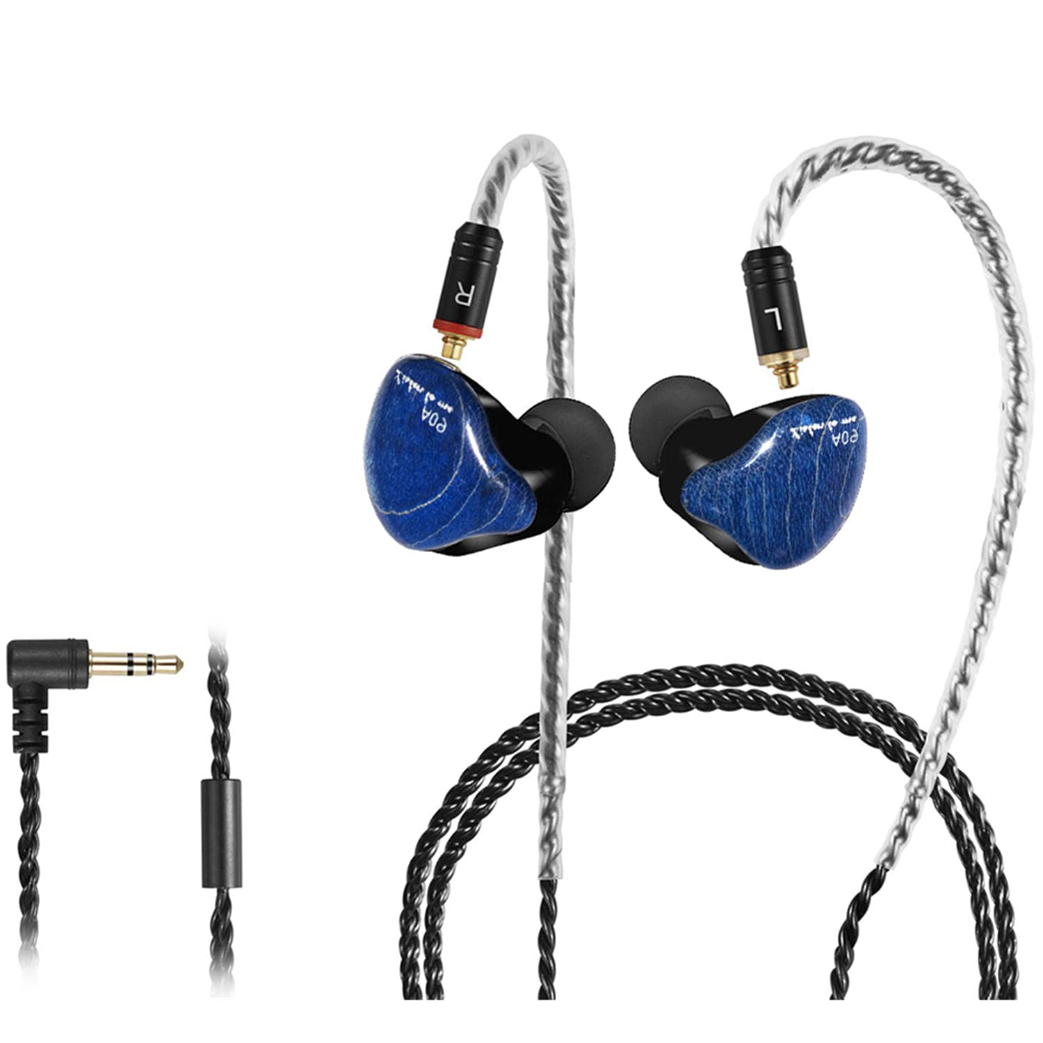 DCMEKA DCMEKA HiFi Stereo IEM Earphones - Dynamic Dual Driver Wired Earbuds for Musicians & Audiophiles (Blue, No Mic)