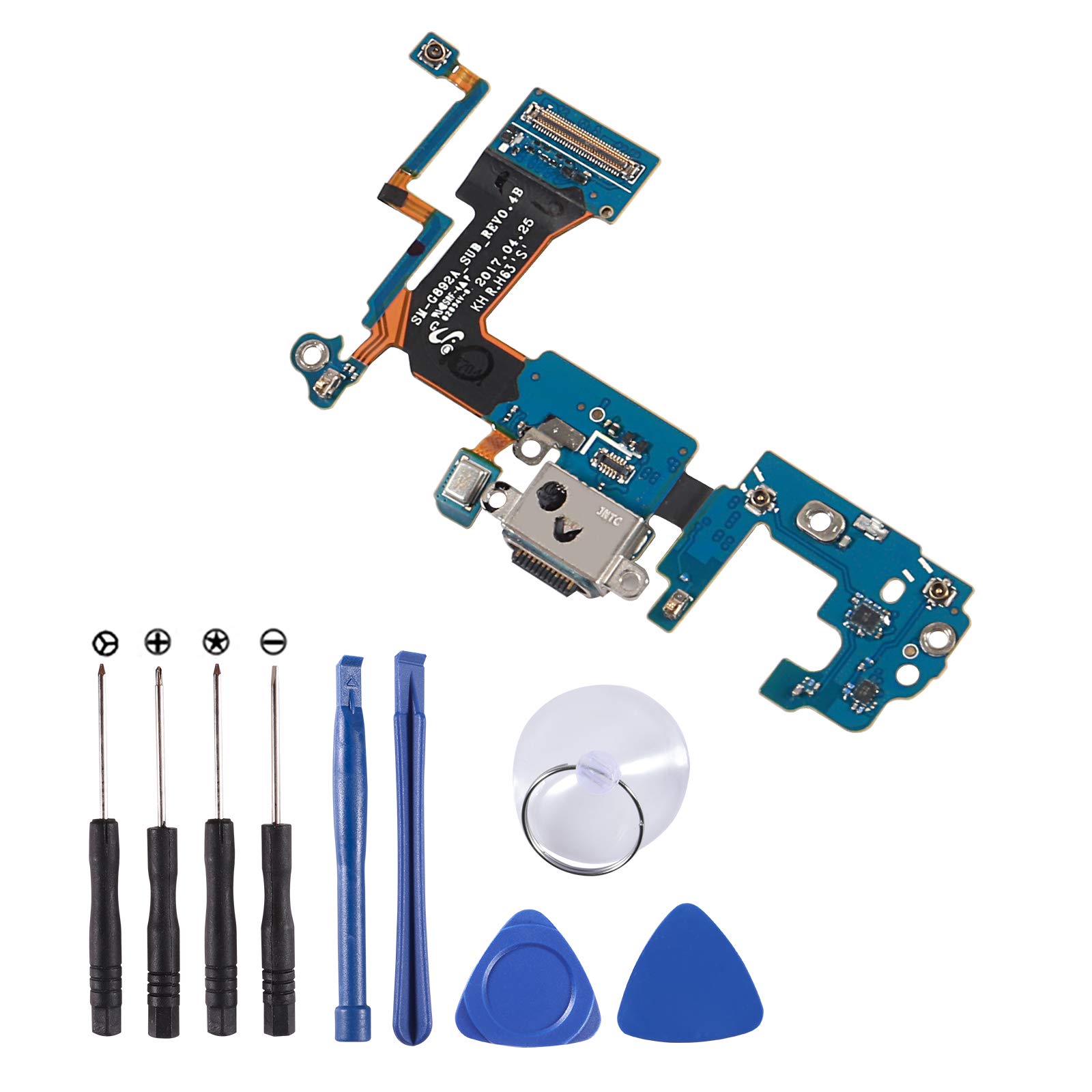 Atnsinc USB Charging Port Flex Cable & Microphone Replacement for Samsung Galaxy S8 Active G892A - Includes Tools