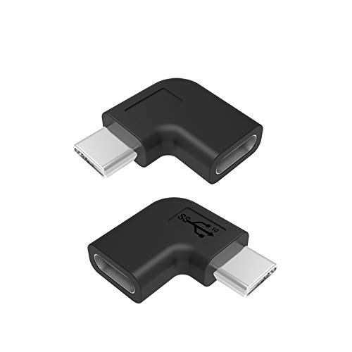 rgzhihuifz Type-C Right Angle Adapter,Type-C Male to Type-C Female Adapter? 2-Pack?90 Degree Type C Adapter,Right & Left Angled 90 Degree Type-C Extension Adapter for Laptop & Tablet & Mobile Phone