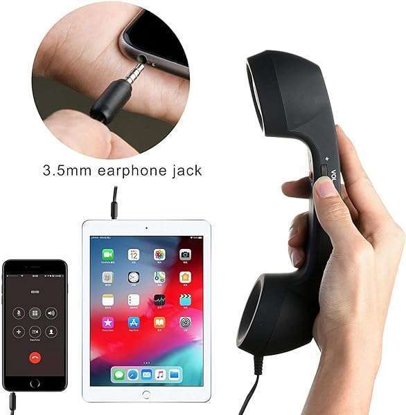 YTYKINOY YTYKINOY Retro 3.5mm Telephone Handset for iPhone & Smartphones - Stylish Mic & Speaker (Black) - View 5 of 6