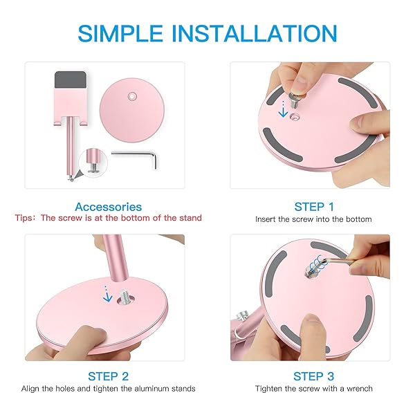 OMOTON OMOTON Adjustable Aluminum Phone Stand for Desk Compatible with iPhone 11 Xr Xs Max All Smartphones and Tablets in Rose Gold - View 5 of 10