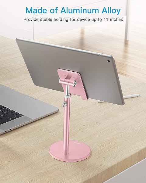 OMOTON OMOTON Adjustable Aluminum Phone Stand for Desk Compatible with iPhone 11 Xr Xs Max All Smartphones and Tablets in Rose Gold - View 7 of 10
