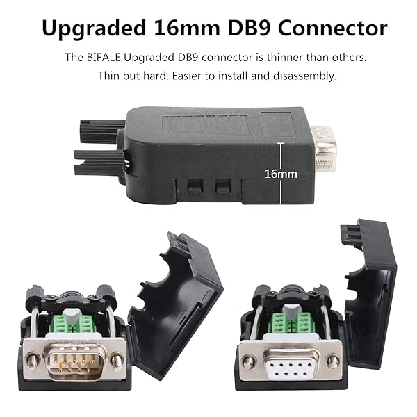 BIFALE Buy BIFALE DB9 Breakout Connector - 4 Female RS232 D-SUB Serial Adapter with Case & Long Bolts for Easy Solderless Connection - View 4 of 9