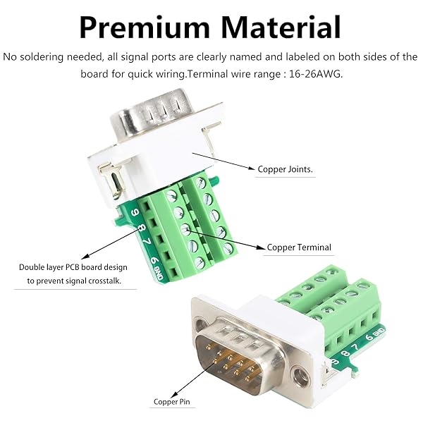 BIFALE Buy BIFALE DB9 Breakout Connector - 4 Female RS232 D-SUB Serial Adapter with Case & Long Bolts for Easy Solderless Connection - View 5 of 9