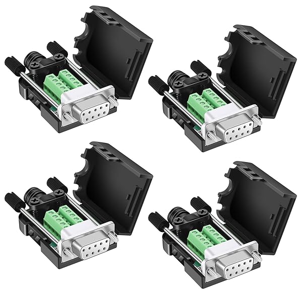 BIFALE Buy BIFALE DB9 Breakout Connector - 4 Female RS232 D-SUB Serial Adapter with Case & Long Bolts for Easy Solderless Connection - View 3 of 9