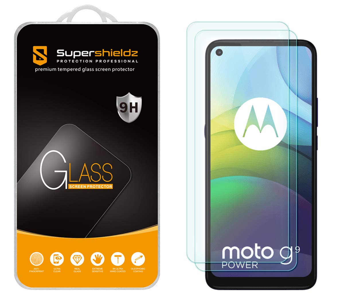 Supershieldz 2 Pack Tempered Glass Screen Protector for Motorola Moto G9 Power Anti Scratch Bubble Free