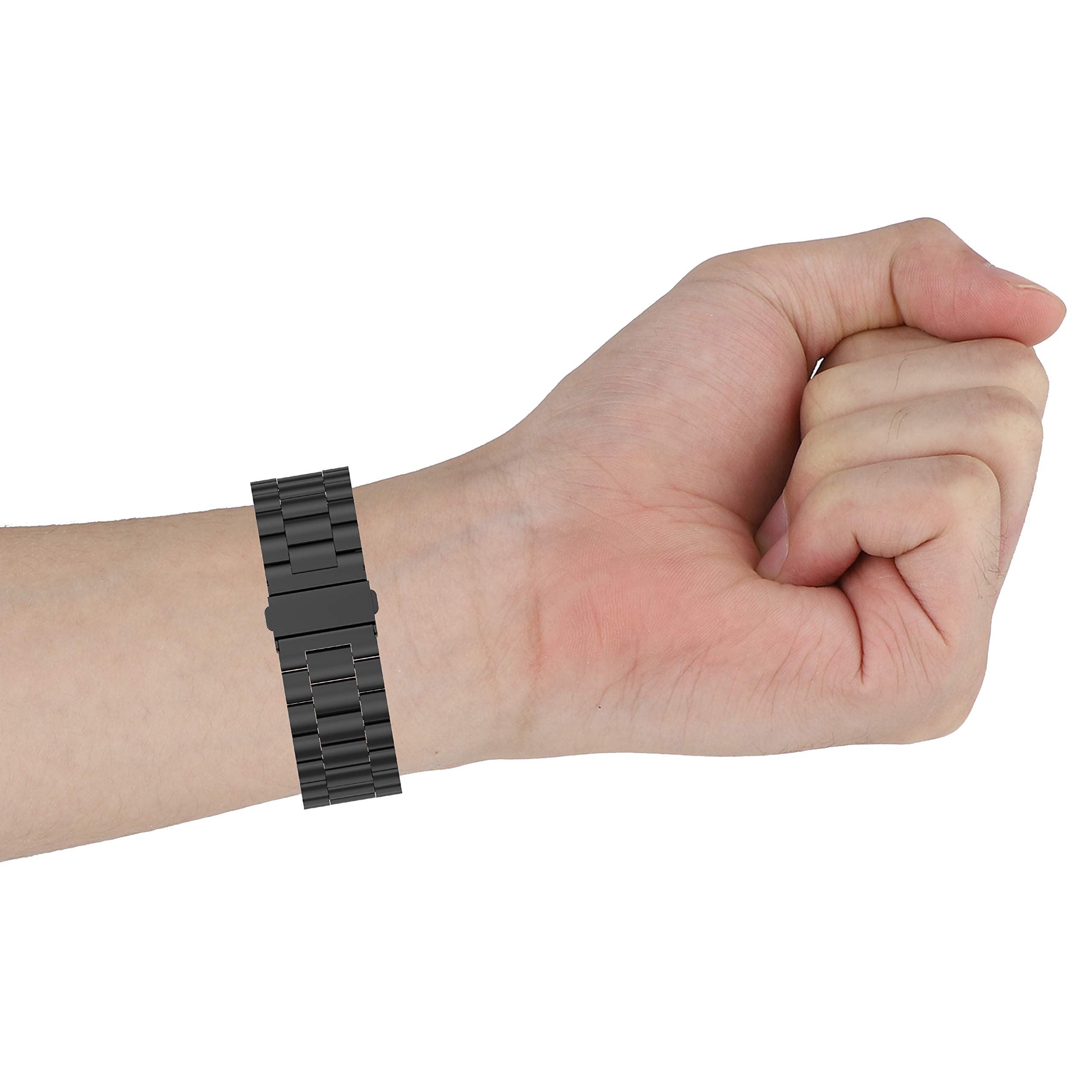 FitTurn Stainless Steel Replacement Bands for Umidigi Uwatch 2 Uwatch 2S 22MM Metal Bracelet Strap Black Wristband - View 7 of 9