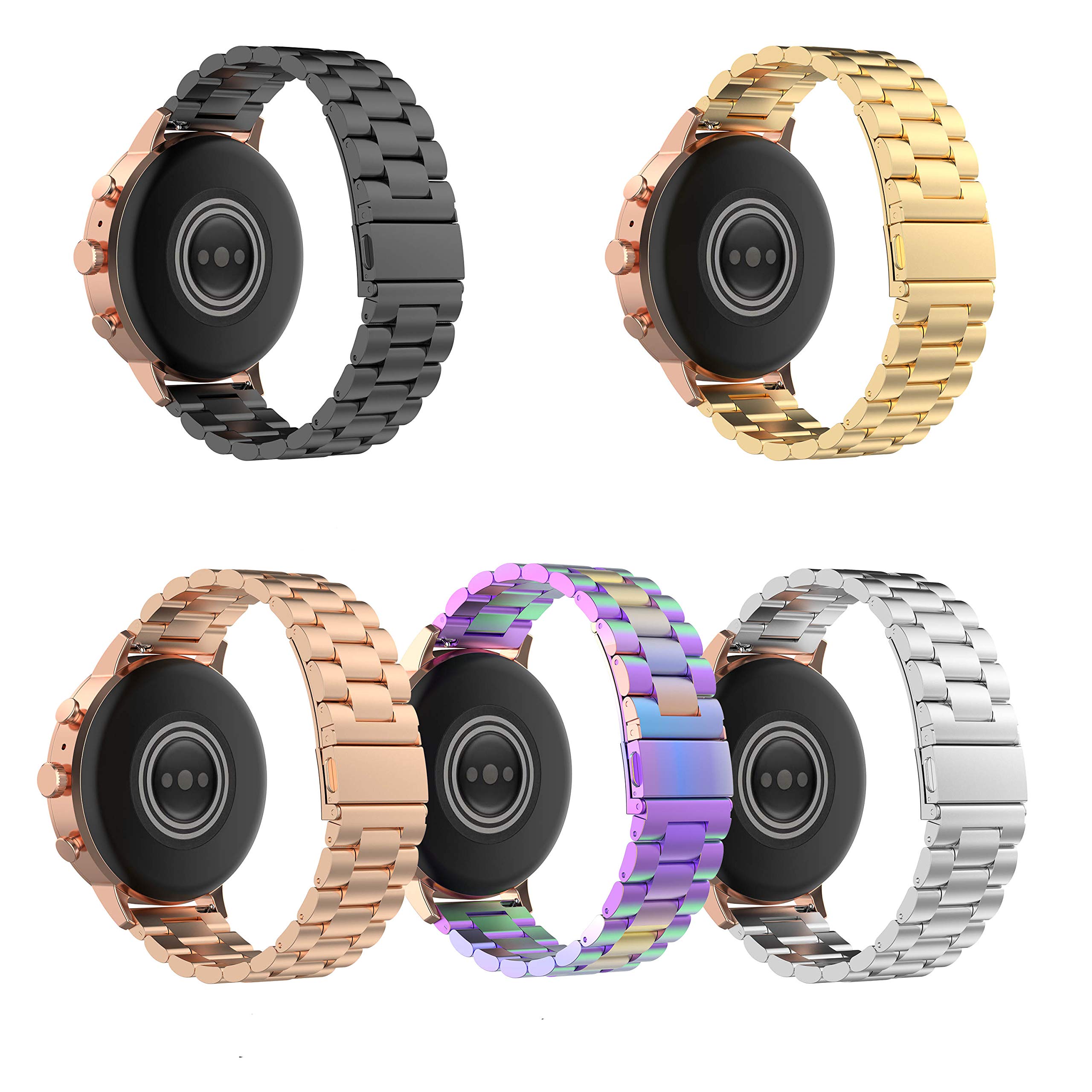 FitTurn Stainless Steel Replacement Bands for Umidigi Uwatch 2 Uwatch 2S 22MM Metal Bracelet Strap Black Wristband - View 9 of 9