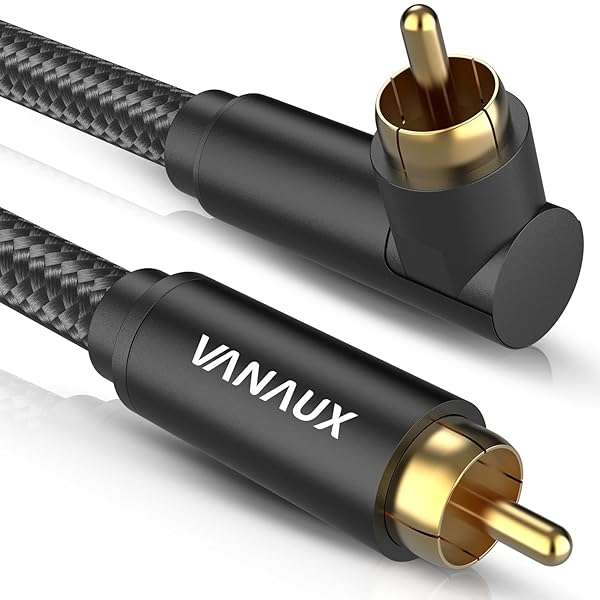 VANAUX VANAUX 90 Degree RCA Cable: Premium Male to Male Subwoofer Cable for Home Theater, Sound Bar, TV, PS4 & Xbox