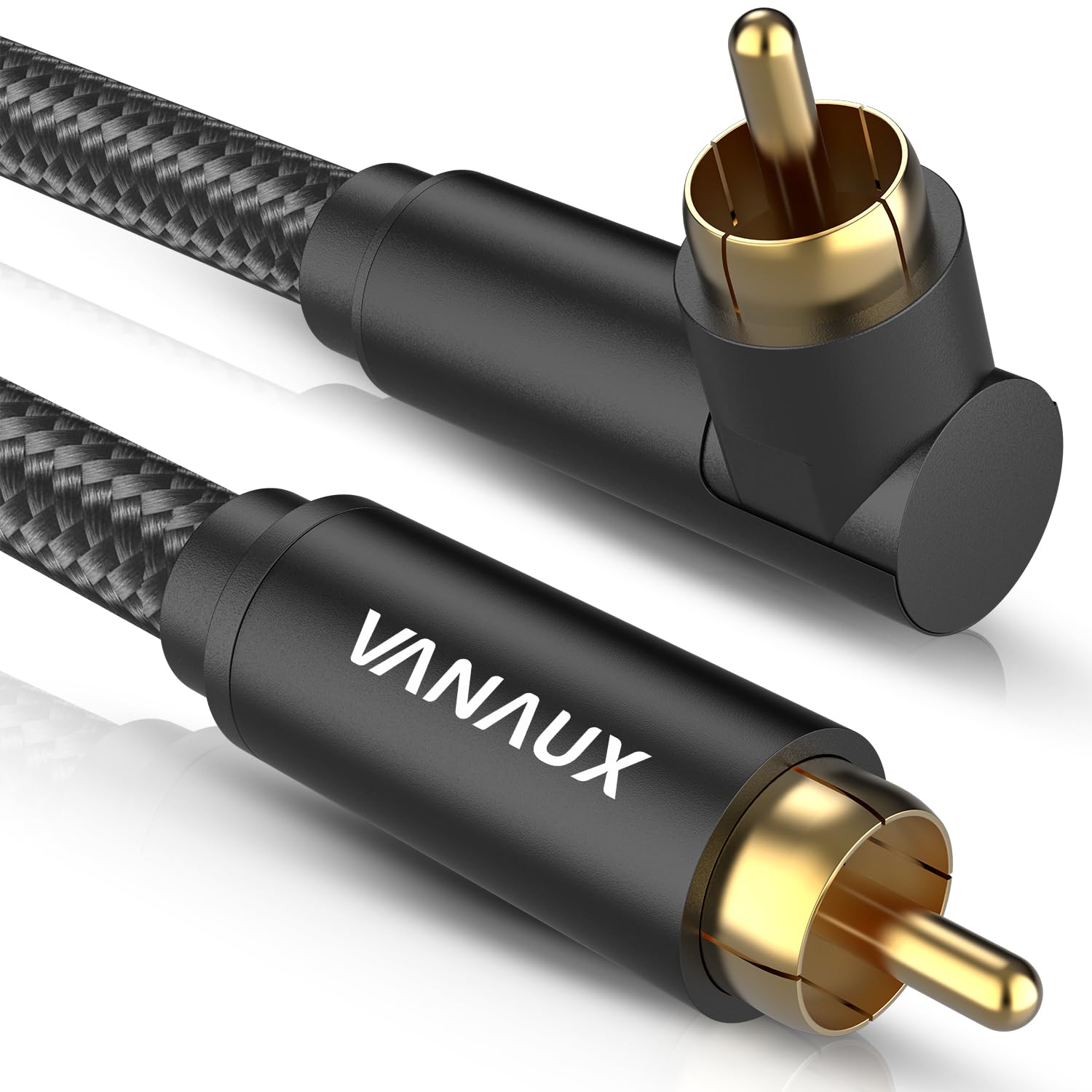 VANAUX 90 Degree RCA Cable 6.6Ft Male to Male Digital Coaxial Audio Cable for Home Theater Sound Bar TV PS4 Xbox and More