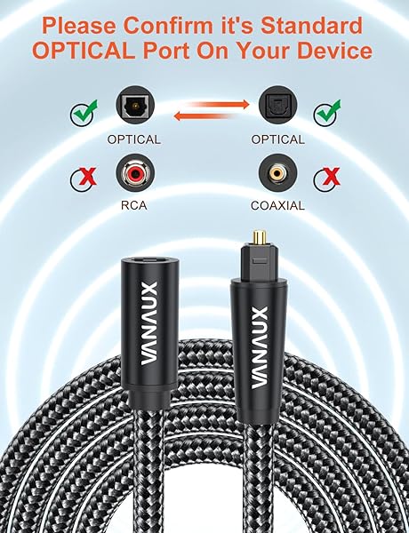 VANAUX VANAUX 5ft Optical Extension Cable Digital Toslink Male to Female S/PDIF for Home Theater Sound Bar TV PS4 Xbox PlayStation Black - View 6 of 9