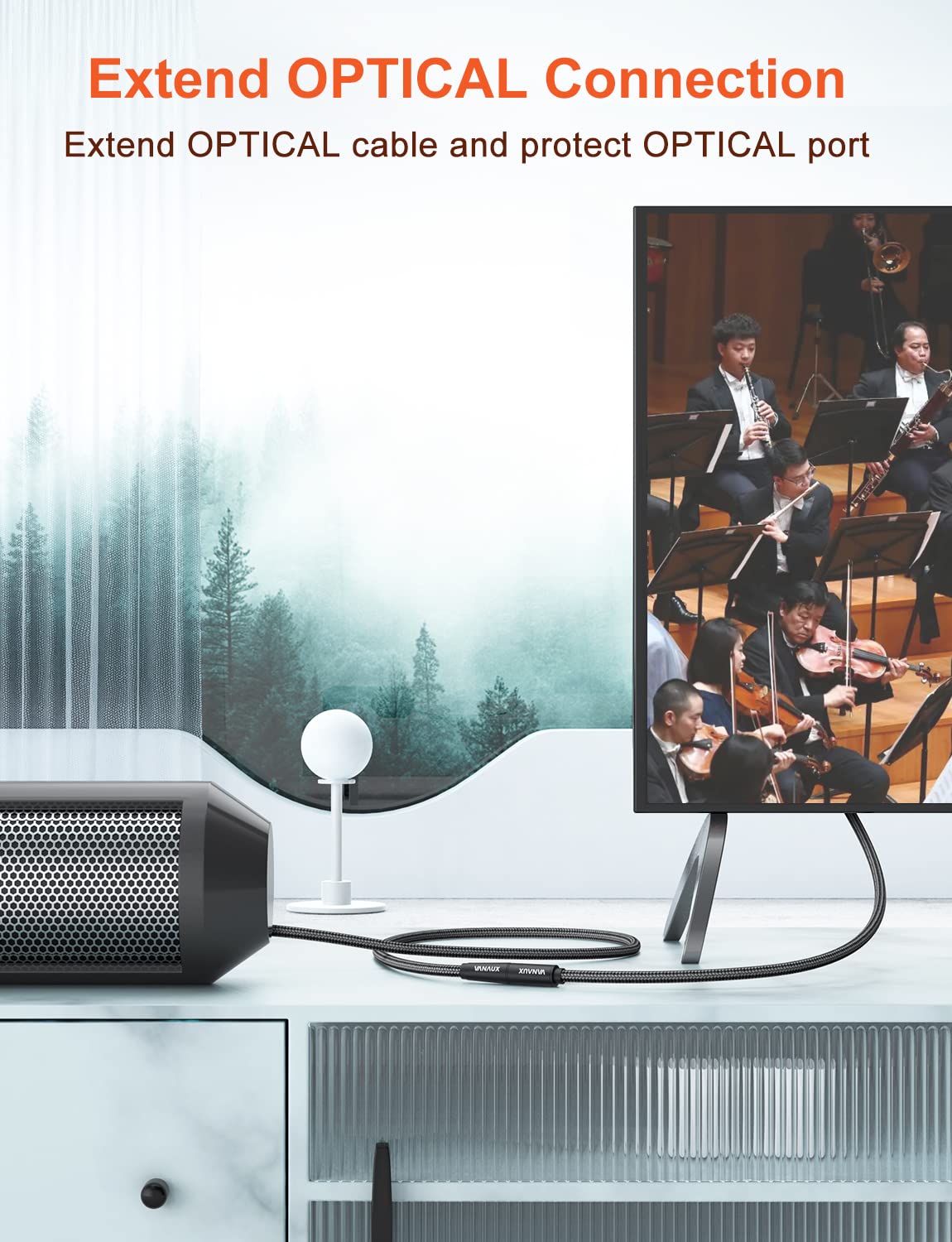 VANAUX Optical Extension Cable Digital Toslink Male to Female S/PDIF for Home Theater Sound Bar TV PS4 Xbox Playstation Black 3.3ft - View 2 of 7