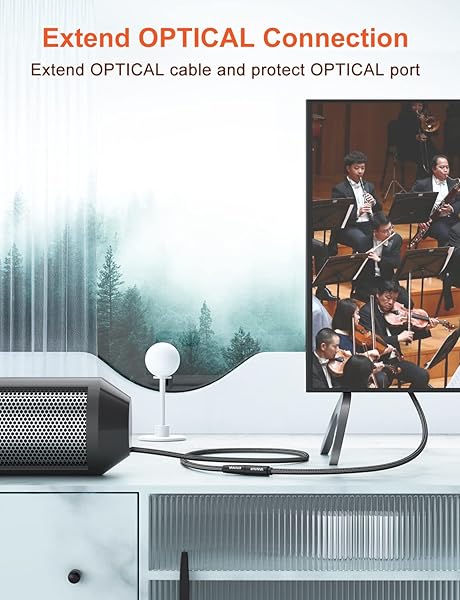 VANAUX VANAUX 10ft Optical Extension Cable Digital Toslink Male to Female S/PDIF for Home Theater Sound Bar TV PS4 Xbox Playstation Black - View 4 of 9