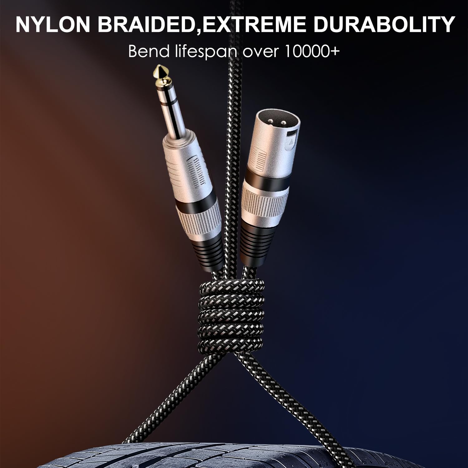 KINXIYU XLR Male to 1/4 Inch TRS Cables 10 FT 2 Pack Nylon Braided Balanced Interconnect Wire Mic Cord with Pure Copper Conductors - View 2 of 6