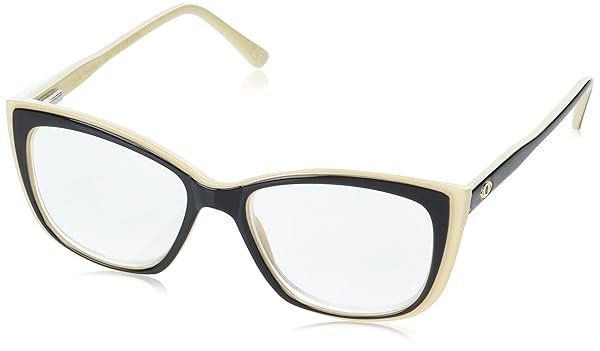Sofia Vergara Foster Grant Women's Gloria Square Reading Glasses Black Ivory 51mm 1.75 Stylish and Comfortable Eyewear