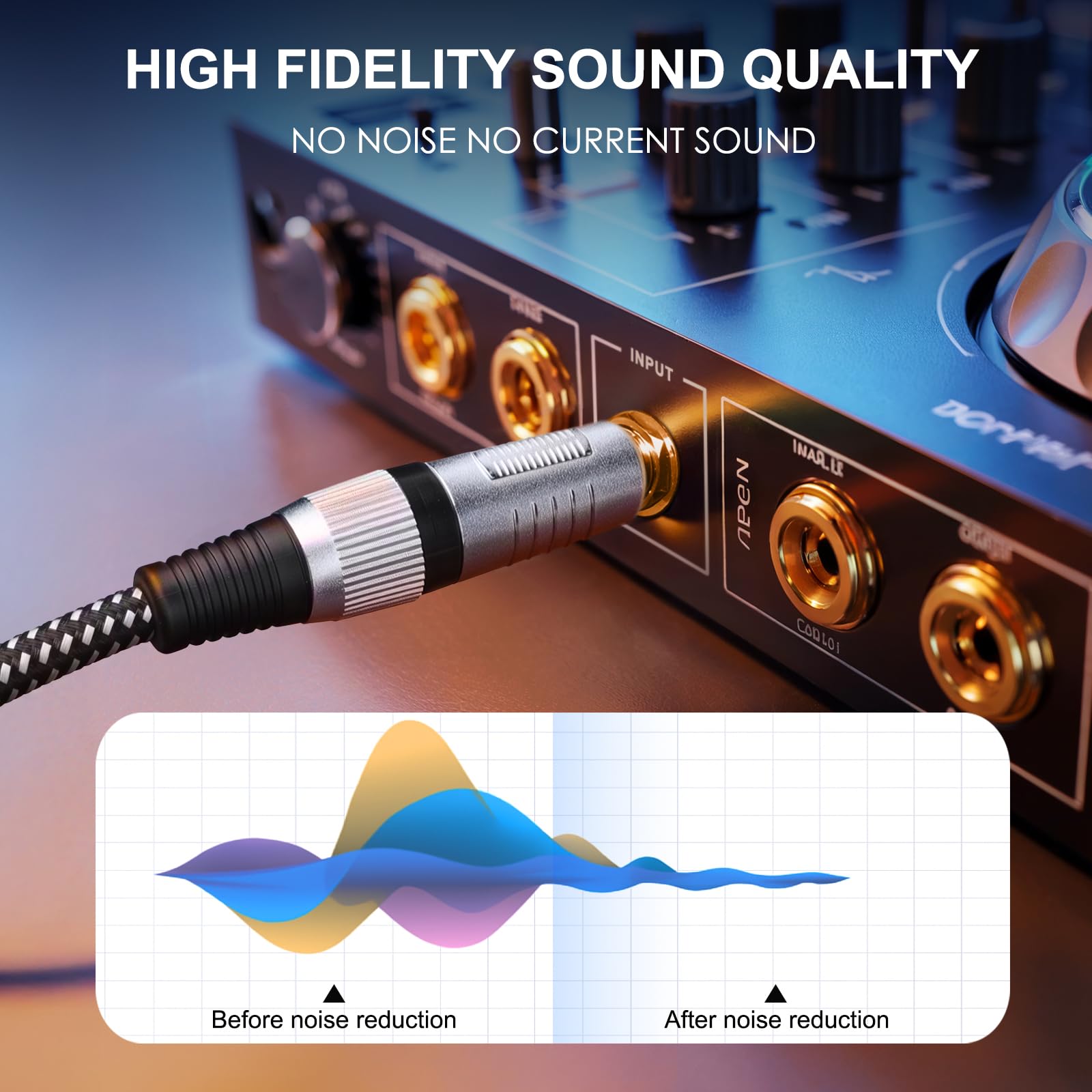 KINXIYU XLR Male to 1/4 Inch TRS Cables 6FT 2Pack Nylon Braided Balanced Interconnect Wire Mic Cord with Pure Copper Conductors - View 5 of 6