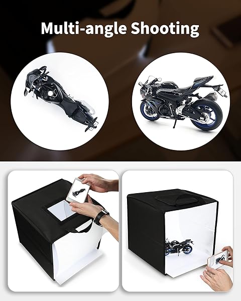 Glendan "Glendan 12"x12" Portable Photo Studio Light Box Kit: 112 LED Lights & 6 Backdrops for Jewelry Photography" - View 4 of 8