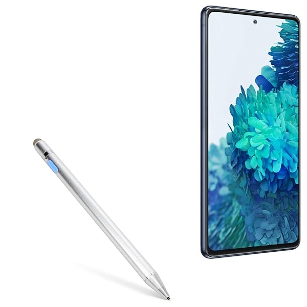 BoxWave AccuPoint Active Stylus for Samsung Galaxy S20 FE - Ultra Fine Tip, Metallic Silver
