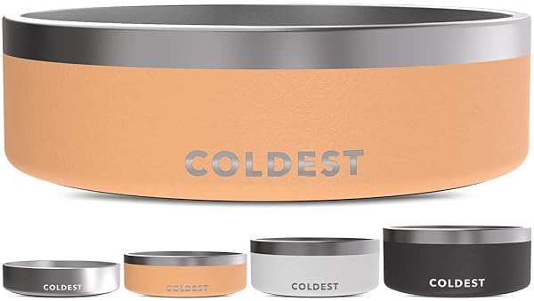 The Coldest Water Coldest Dog Bowl: Heavy-Duty Insulated, Non-Slip & Spill-Proof - Perfect for Dogs & Cats (42 oz, Sahara Peach)