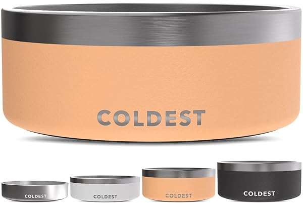The Coldest Water Coldest Dog Bowl: Heavy-Duty Insulated, Non-Slip & Rust-Proof - Perfect for Dogs & Cats (64 oz, Sahara Peach)
