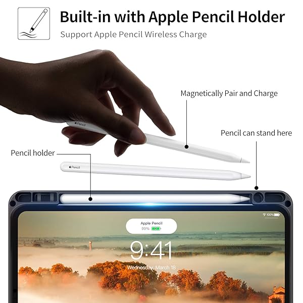 H HOLIMET HOLIMET iPad Pro 11 inch Case 2020 with Pencil Holder PU Leather Protective Cover Shockproof Soft TPU Back Pocket Strap Brown - View 7 of 10