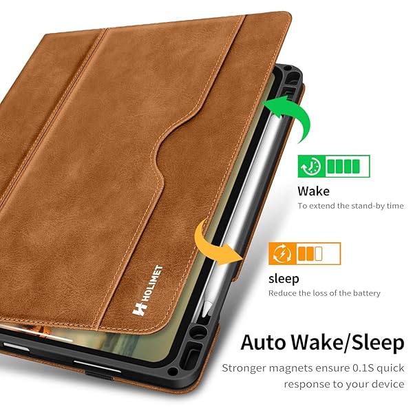 H HOLIMET HOLIMET iPad Pro 11 inch Case 2020 with Pencil Holder PU Leather Protective Cover Shockproof Soft TPU Back Pocket Strap Brown - View 10 of 10