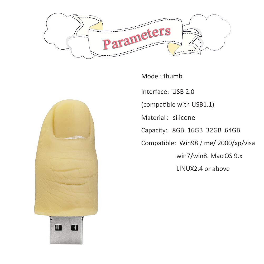 LEIZHAN Cute USB Flash Drive 16GB Thumb Shape Ideal Gift for Kids and Students - View 2 of 6