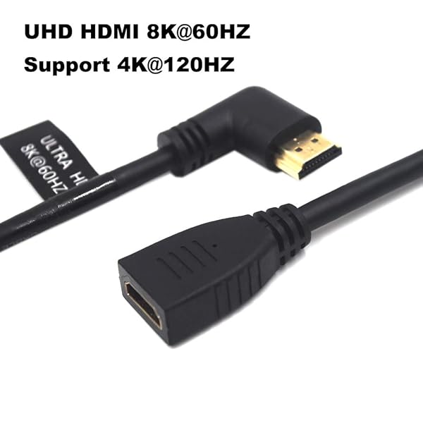 Kework Kework 2 Feet Ultra HD HDMI 8K Cable 90 Degree Left Angle Male to Female High Speed for Xbox TV PS4 PS5 Switch Support 8K 4K - View 4 of 8