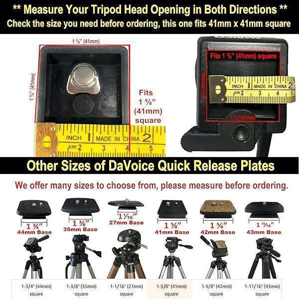 DaVoice DaVoice 41mm Tripod Quick Release Plate for Ambico, Sunpak, Kalimar & Samsonite - Camera Mount Replacement Parts - View 5 of 11