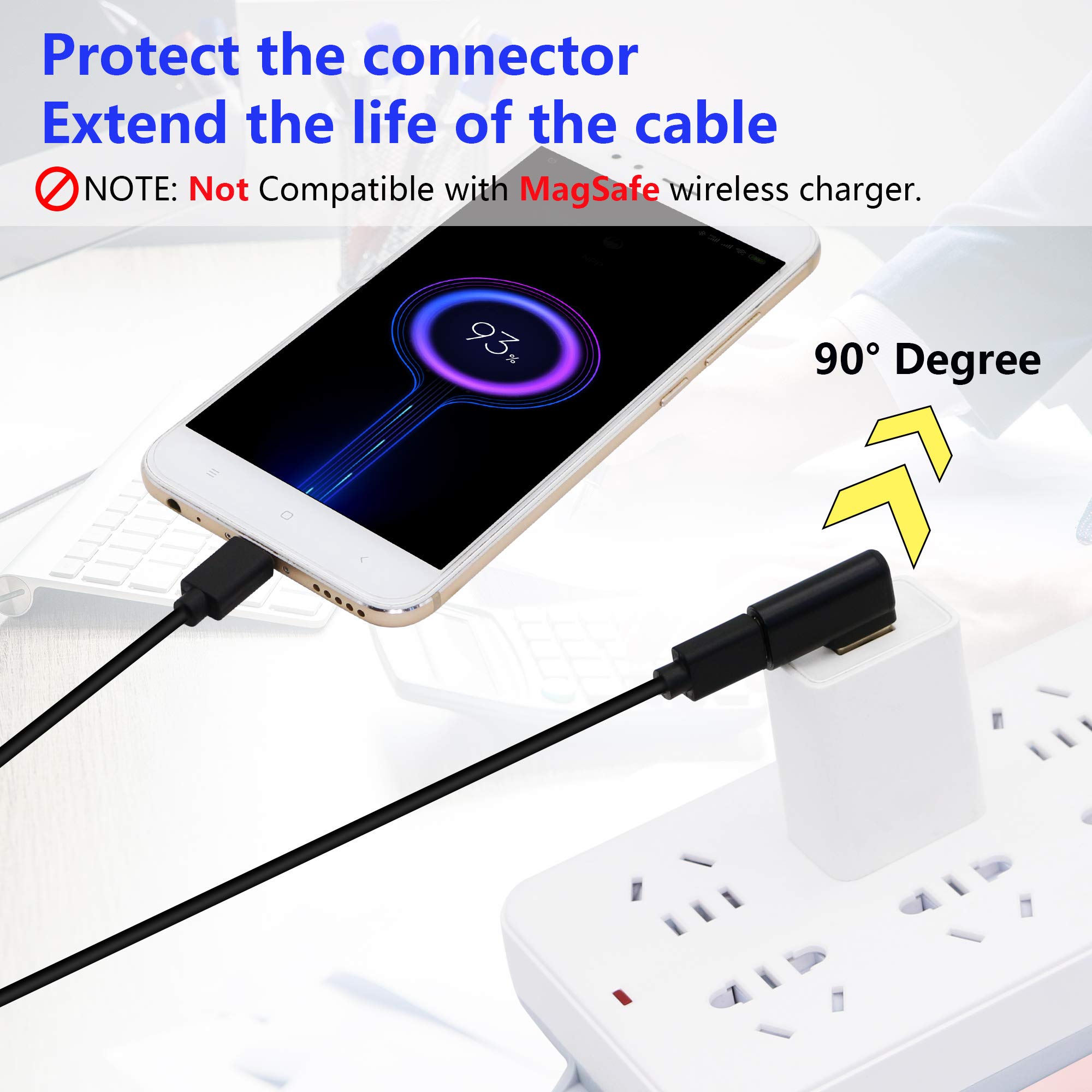 CERRXIAN 90 Degree USB C to USB A Adapter Right Angle Left Angle USB A 3.0 Male to USB Type C 3.1 Female Connector 2-Pack - View 3 of 7