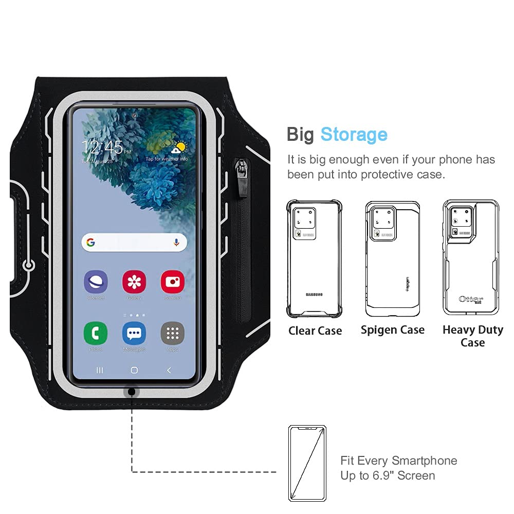 JEMACHE JEMACHE Armband for Samsung Galaxy S25 S24 S23 S22 S21 Ultra Plus FE Gym Running Workouts with Earbuds Holder Black - View 3 of 8